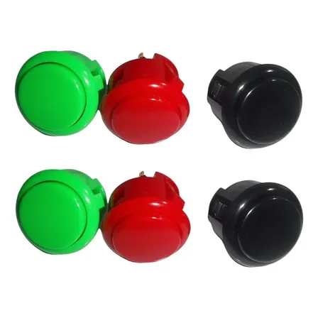 Boton Sanwa Original X 6 Unidades Pulsador Arcade Azul