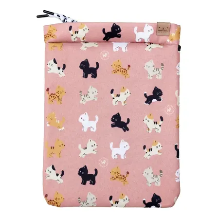 Funda Para iPad Y Tablets De 11 pulgadas Acolchonada Impermeable De Cordura Rosa Con Estampado De Gato