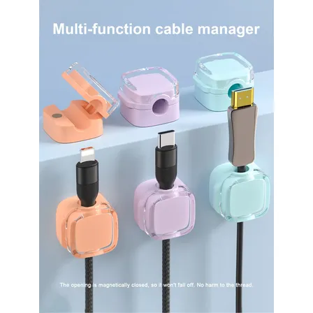 Clip Organizador De Cables Magnético Autoadhesivo Para Escri 3pieza Black