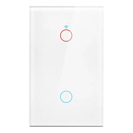 Interruptor Inteligente Wifi Táctil Vidrio Para Pared Compatible Con Tuya Smart Life 10 A Ac90-250v White 2 Gang