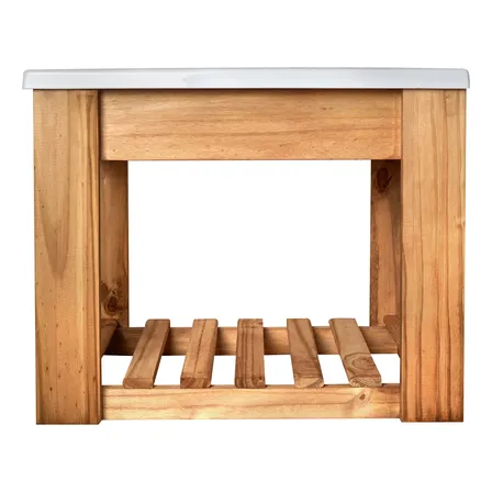 Mueble De Baño Vanitory Colgante 50cm Nordico + Bacha Hogar Marrón Claro Blanco Un Agujero