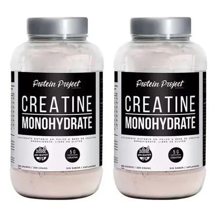 Creatina Monohidrato Protein Project Pack 2x200g Sin Sabor Libre Gluten