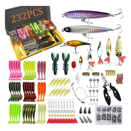 Kit Señuelos Pesca 232 Piezas Blandos Rígidos 232pcs