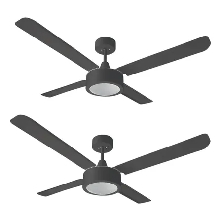 Ventilador De Techo 48'' Delhi 60w 4 Aspas Metalicas Pack X2 1.24 M 50 Hz/60 Hz Negro Metal 4