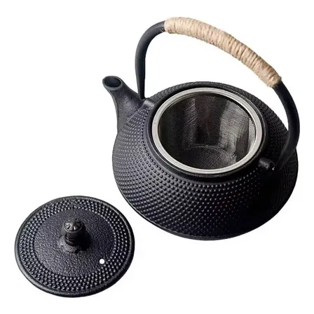 Tetera Pava Hierro Fundido 800ml Con Filtro Te Infusor Negro