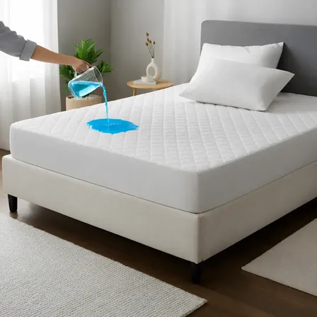 Cubre Colchón Protector Impermeable  Blanco Matelaseado Blanco Liso 2 Plazas