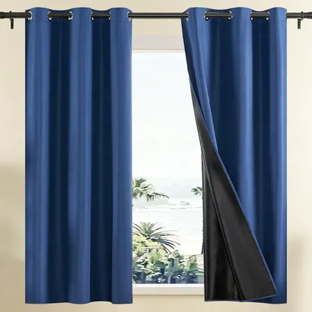 Cortina Blackout 100% Para Living Y Dormitorio 160 Azul Marino
