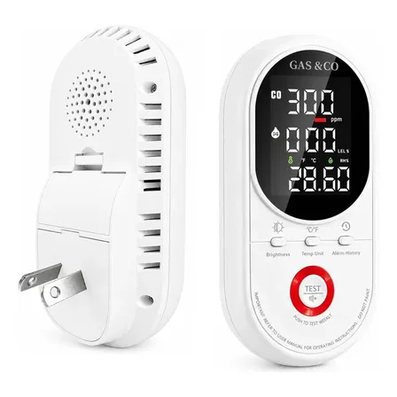 Sensor Alarma Detector Monoxido Gas Co Temp Humedad 4 En 1 Blanco