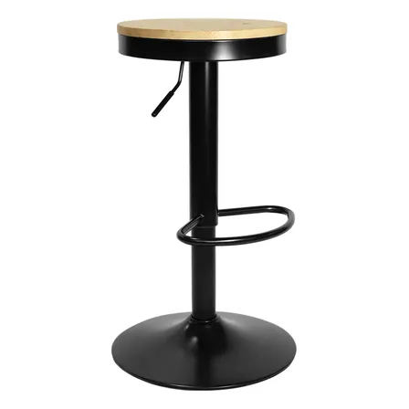 Banqueta Alta Taburete Bar Cocina  Asiento Madera Iris Utile Negro