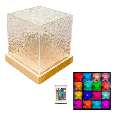 Lampara De Mesa Proyector Aurora Boreal Usb Luces Led Rgb Marrón Claro Transparente