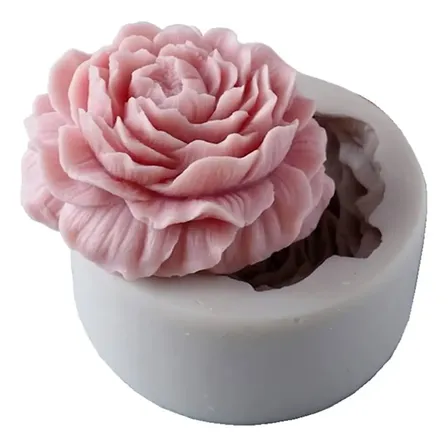 Molde Silicona Flor Peonia 3d Grande Vela Jabon  Blanco
