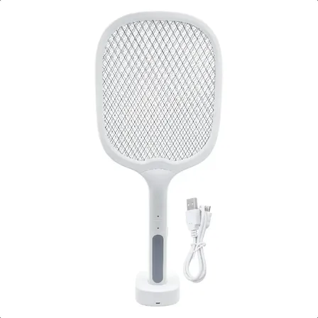 Raqueta Matamoscas Electrica Paleta Recargable Insecto Mosca Color Blanco