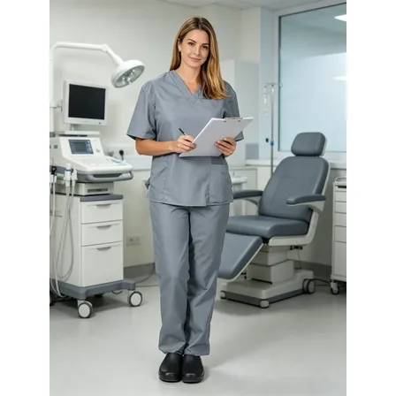 Ambo Médico Unisex Chaqueta Y Pantalón Gris Liso Xl