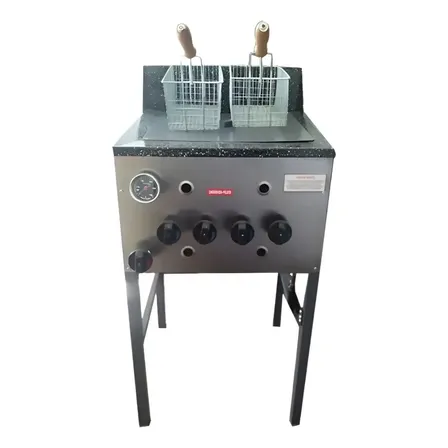Freidora Industrial A Gas 38l Pevi C/ Valvula De Seguridad Plateado