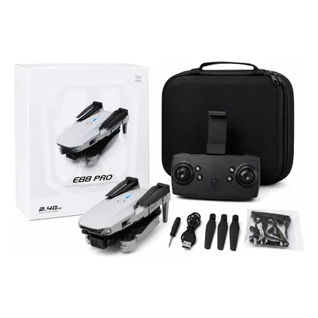 Drone Juguete Con Cámara Dr-4e88 Recargable Y Estuche Gris