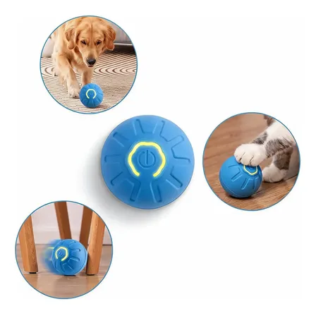 Pelota Interactiva Inteligente Perro Gato Recargable Luz Usb Azul