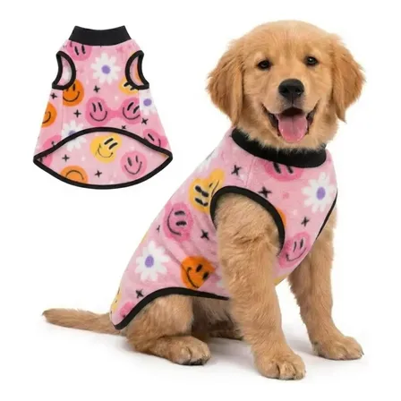 Ropa Polar Liso Fantasia Abrigo Mascotas Talles 1 Al 12 Talle 7 - Rosa Caritas