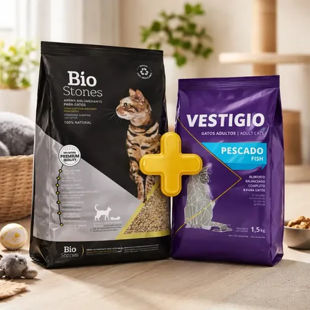Arena Sanitaria Neutra Biostones + Alimento Gato Vestigio