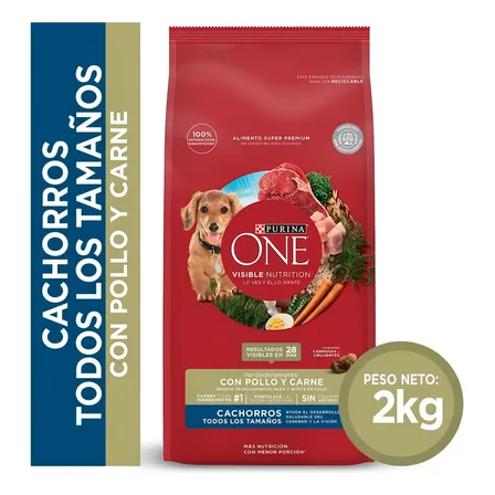 Alimento Purina One Visible Nutrition cachorro todos los tamaños sabor pollo y carne de 2 kg