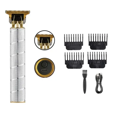 Cortadora Recargable Hiena Vintage T9 Usb Peluqueria Barber Plateado