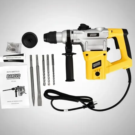 Martillo Roto Percutor Barovo RPK-25A 1050 W Maletín Mechas Color Amarillo