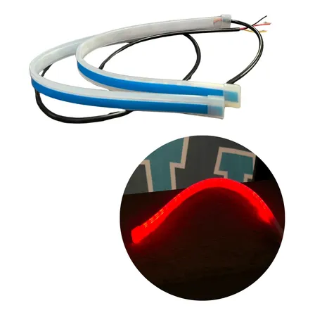 Kit Tiras Led Drl Flexibles Rojo+ambar 30cm Flexible Drl Blanco Rojo