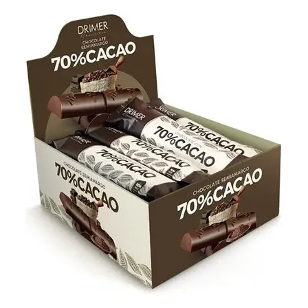 Barra Chocolate Drimer 70% Cacao Display X 10u X 20gr C/u