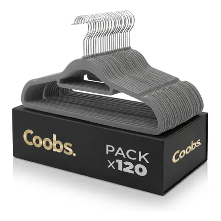 Perchas Terciopelo Antideslizantes Ultradelgada Gris X 120