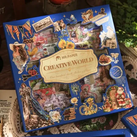 Kit 100 Planchas Creative World Stickers Journaling Scrap