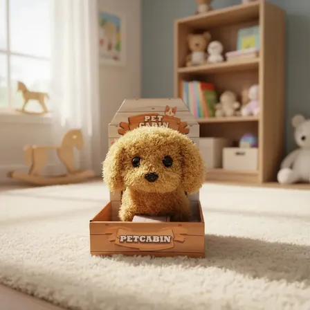 Mascota De Peluche Que Camina A Pila Animalitos Perro Sonido Marrón Perrito Caniche