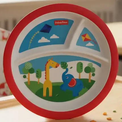 Plato Redondo Con Divisiones Fisher Price Bambú Selva Selva Plato
