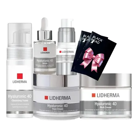 Kit X5 Hyaluronic 4d Rutina Completa Antiarrugas Lidherma