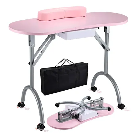 Mesa Profesional  Care By Gadnic Manicura Plegable Portatil Rosa