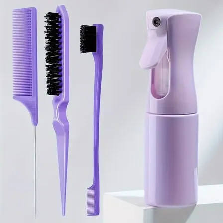 Set Peinado Cabello 4 Piezas Con Atomizador Violeta