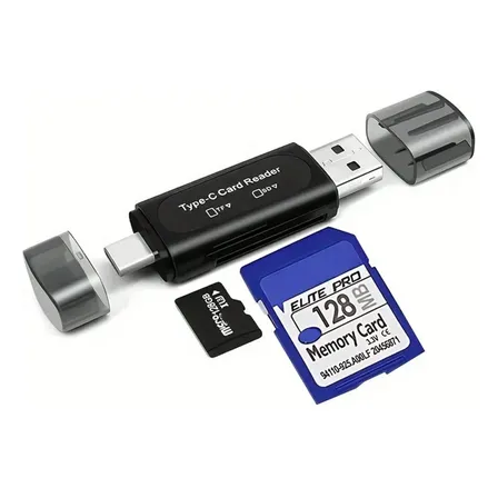 Lector De Tarjetas Usb-c, Adaptador Sd Tf Portátil Para Telé Negro