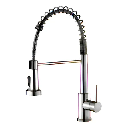 Griferia Flexible Extensible P/cocina Mesada Vox Monocomando Plateado Brillante