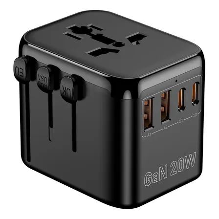 Adaptador Viajero 2 Usb 2 Tipo C Enchufe Carga Rapida Univer