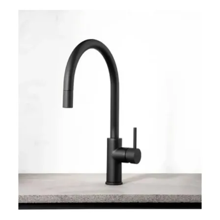 Grifería Cocina MX Monocomando Negra Mate Mesada Pico Cisne