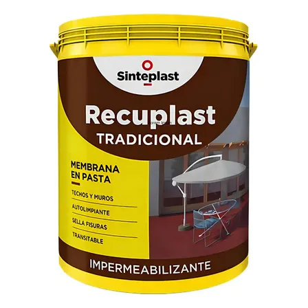 Membrana En Pasta Recuplast Tradicional 1 Litros Techos Muro Color Blanco