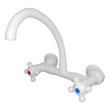 Griferia Plastica Mezcladora Pared Exterior Caño Movil Mpxma Blanco