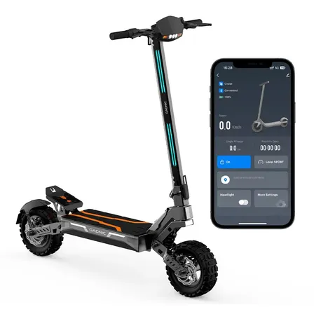 Monopatin Electrico Gadnic Motor Brushless 1200 W Bateria Litio Autonomia Hasta 80 Km Velocidad 55 Km/h Ruedas Off Road 11 Pulgadas BT IPX4