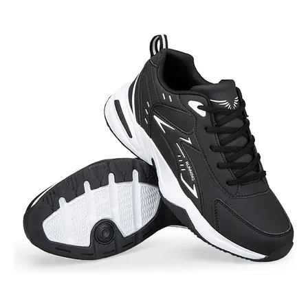 Zapatillas Deportivas Livianas Para Correr Hombre Negro Liso 6.5 Us