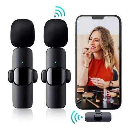 Micrófono Corbatero Inalámbrico Por 2 Usb-c Color Negro