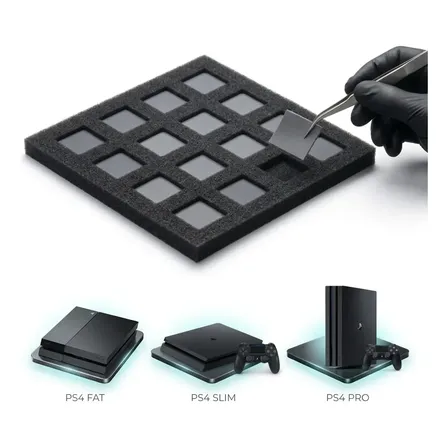 Kit de Pads Térmicos para el mantenimiento de Consolas Sony Playstation 4 Fat / Slim / PRO - Kit de reemplazo de módulos de memorias VRAM