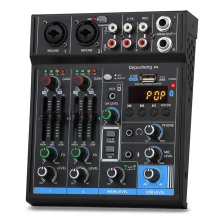 Depusheng Interfaz De Audio Usb Mezclador 4 Canales