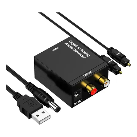 Conversor Audio Digital Óptico A Analógico Rca Negro
