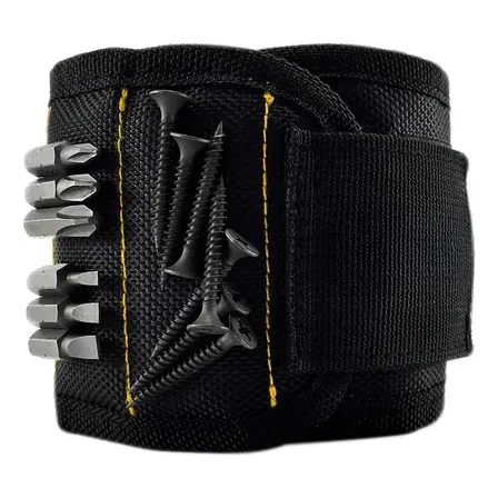 Muñequera Magnetica Porta Herramientas Tornillos Clavos Pro Negro