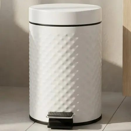 Cesto De Basura Metalico Para Baño Cocina 3 Litros Blanco