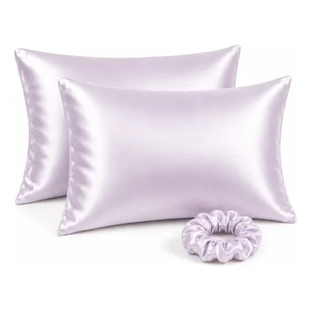 Fundas De Satén Ramé 70x45 X2 Antifrizz + Scrunchie Regalo Lila Rame Beauty