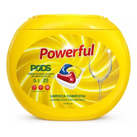 Capsulas Lavavajillas Powerful Lavado Brillo Sal X20 Pods